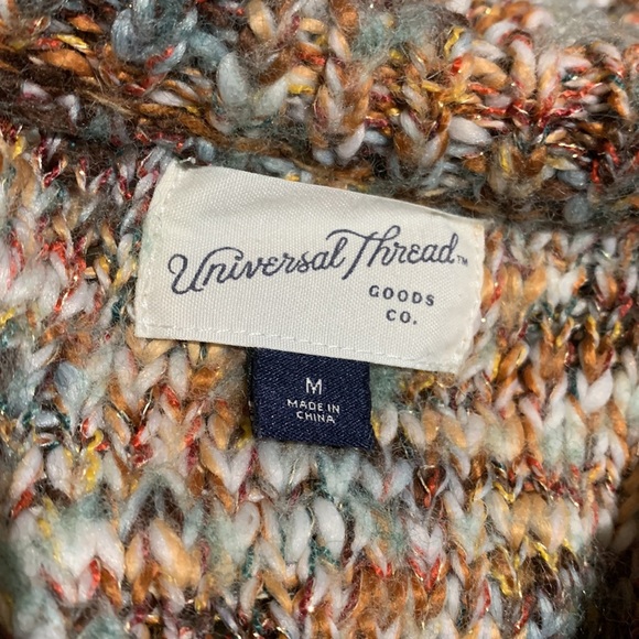 Universal Thread Short Chunky Sweater Cream Brown Green M Pullover - Picture 13 of 16